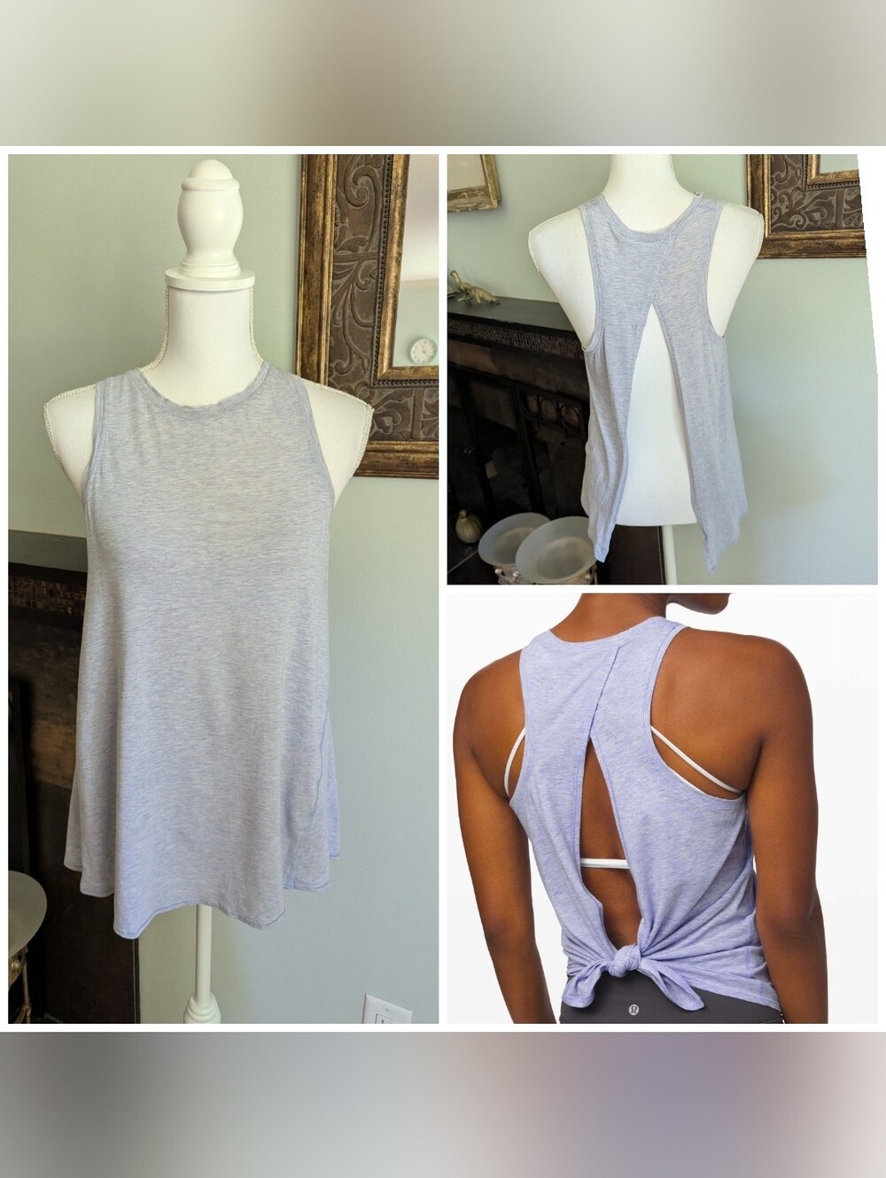 Lululemon Women's XS/S All Tied Up Tank Top Pima Cotton Heathered Lavendar Dusk